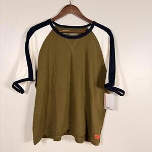 Sports Illustrated Women’s XL Boxy Raglan Short Sleeve Tee Shirt Green White